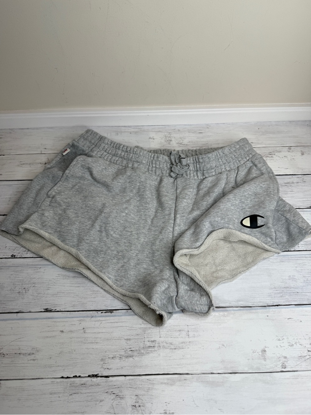 Champion Light Gray Terry Pull-On Shorts with Logo Cuff